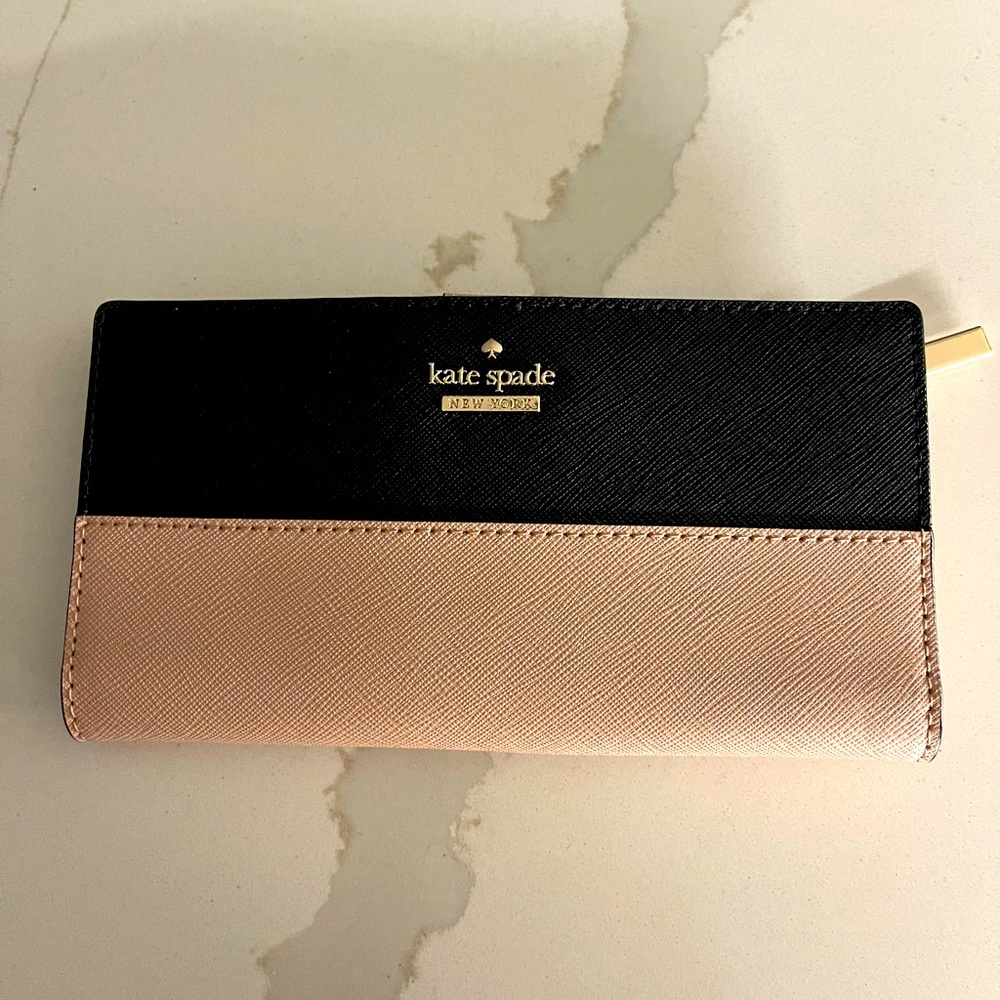 Kate Spade Black and Pink large slim bi-fold  Wallet